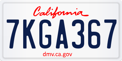CA license plate 7KGA367