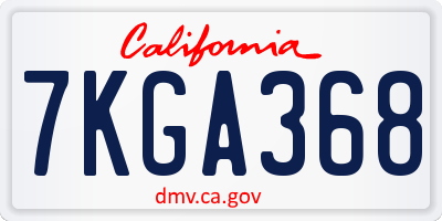 CA license plate 7KGA368