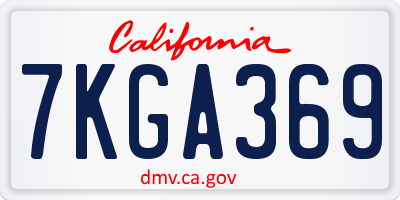 CA license plate 7KGA369