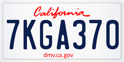 CA license plate 7KGA370