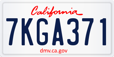 CA license plate 7KGA371