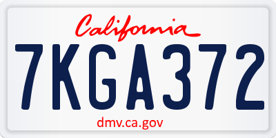 CA license plate 7KGA372