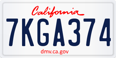 CA license plate 7KGA374