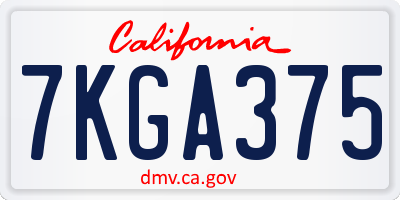 CA license plate 7KGA375