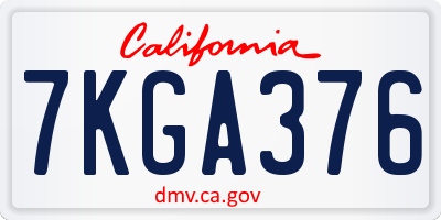 CA license plate 7KGA376