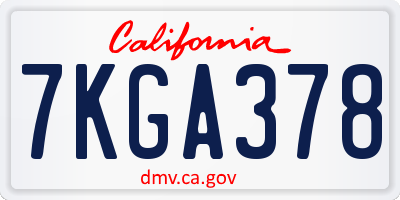 CA license plate 7KGA378