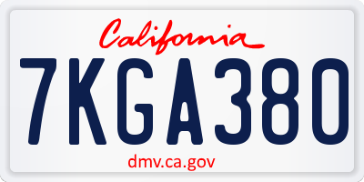 CA license plate 7KGA380