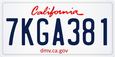 CA license plate 7KGA381