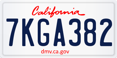 CA license plate 7KGA382