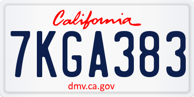CA license plate 7KGA383