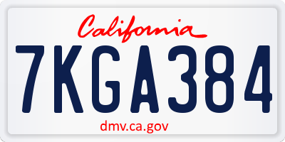 CA license plate 7KGA384