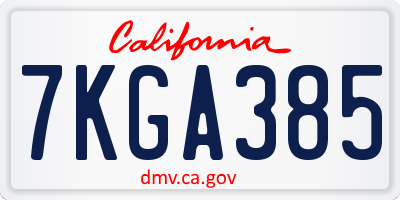 CA license plate 7KGA385