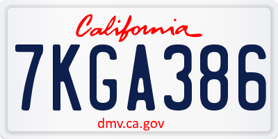 CA license plate 7KGA386