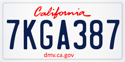 CA license plate 7KGA387