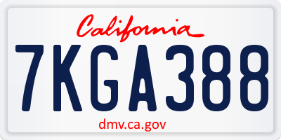CA license plate 7KGA388