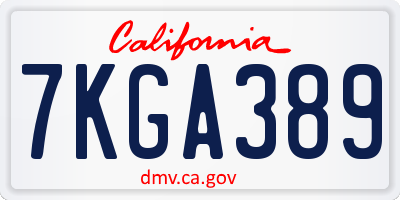 CA license plate 7KGA389