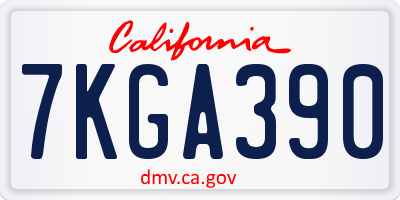 CA license plate 7KGA390