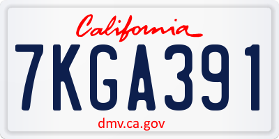 CA license plate 7KGA391