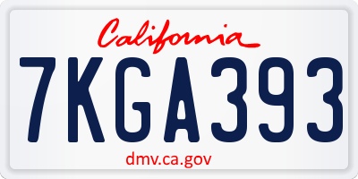 CA license plate 7KGA393