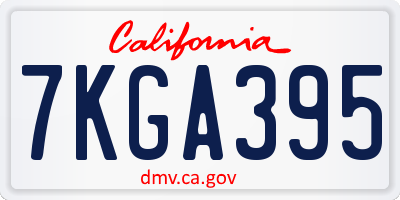CA license plate 7KGA395
