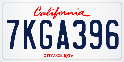 CA license plate 7KGA396