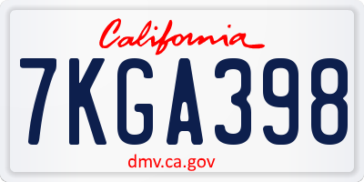 CA license plate 7KGA398