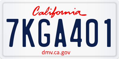 CA license plate 7KGA401