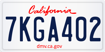 CA license plate 7KGA402