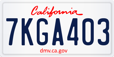 CA license plate 7KGA403