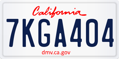 CA license plate 7KGA404