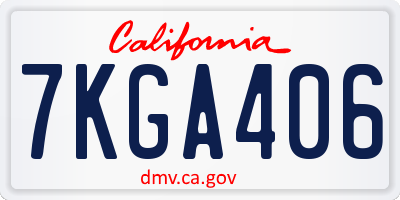 CA license plate 7KGA406