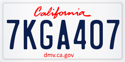 CA license plate 7KGA407
