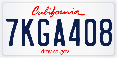 CA license plate 7KGA408