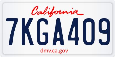 CA license plate 7KGA409