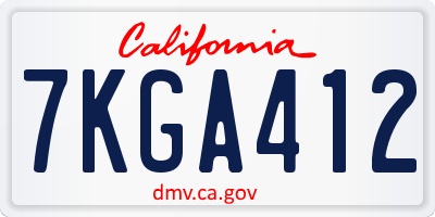 CA license plate 7KGA412