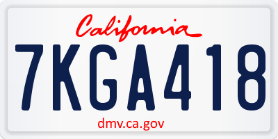 CA license plate 7KGA418