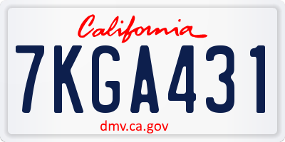 CA license plate 7KGA431
