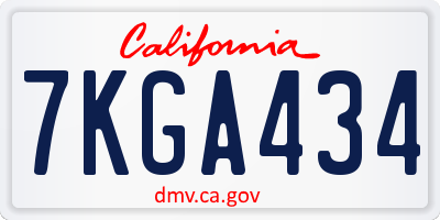 CA license plate 7KGA434