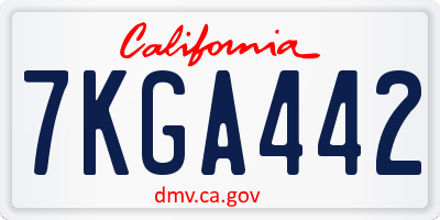 CA license plate 7KGA442