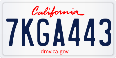 CA license plate 7KGA443
