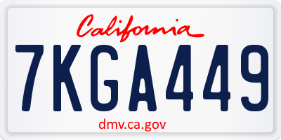 CA license plate 7KGA449
