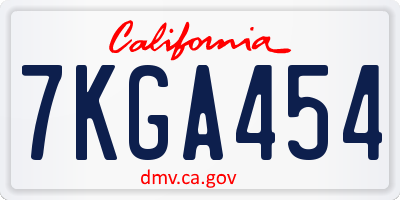 CA license plate 7KGA454
