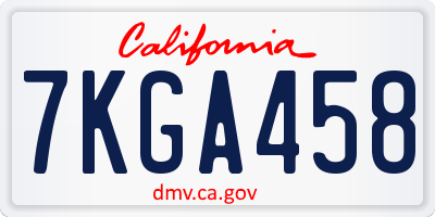 CA license plate 7KGA458