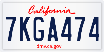 CA license plate 7KGA474