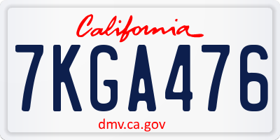 CA license plate 7KGA476