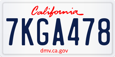 CA license plate 7KGA478