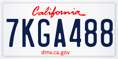 CA license plate 7KGA488