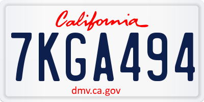 CA license plate 7KGA494