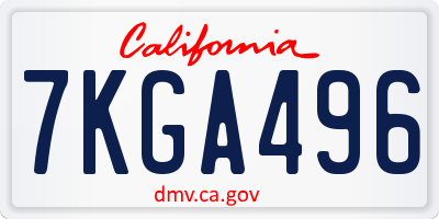 CA license plate 7KGA496
