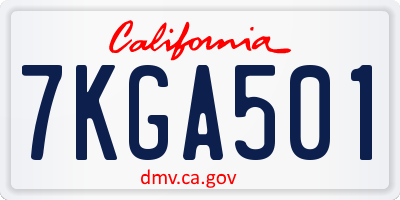 CA license plate 7KGA501